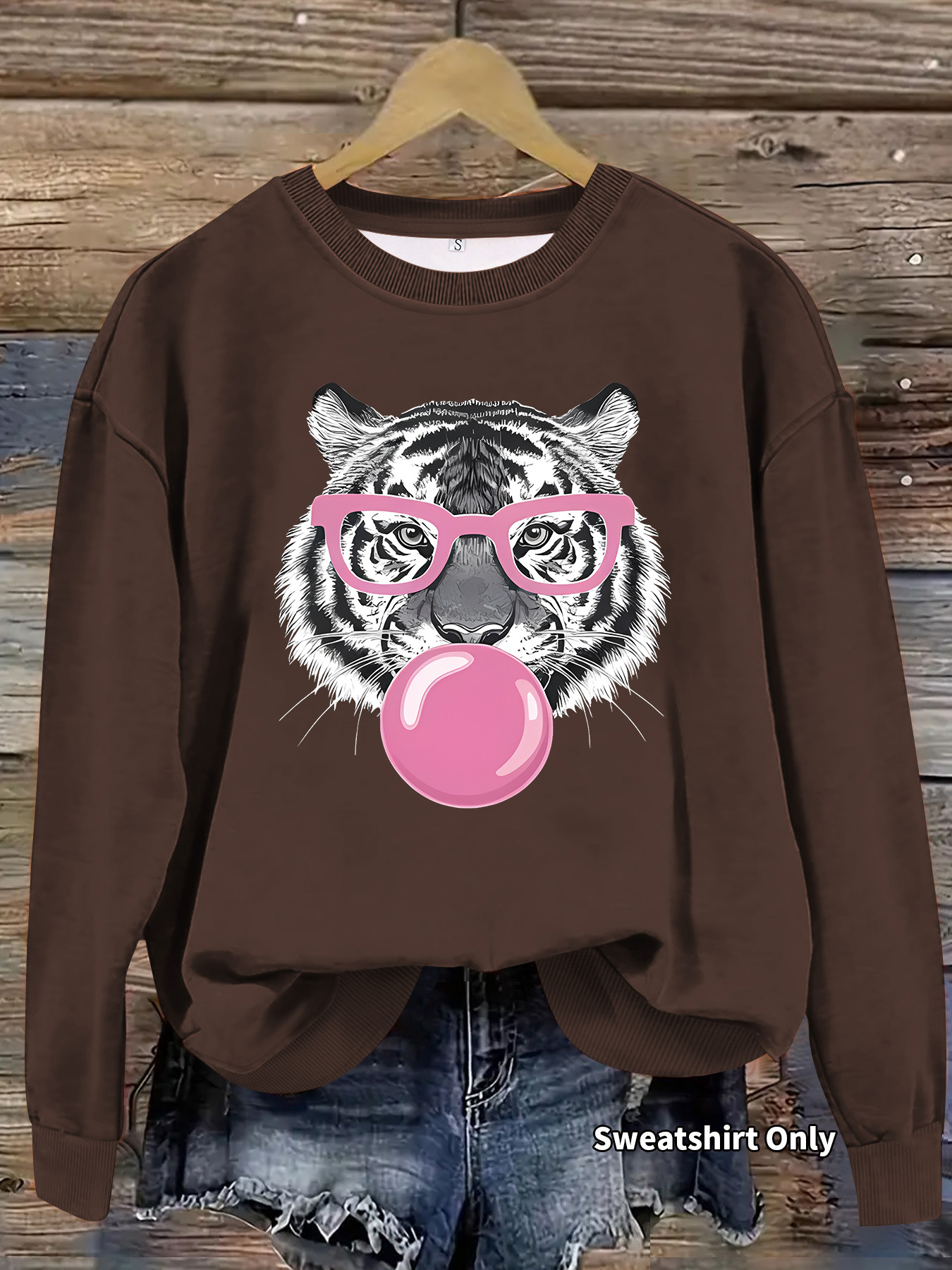 Tiger Glasses Printed Hoodie Round Neck — image 11