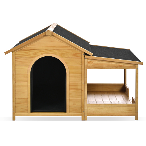60.2 Large Outdoor Dog House With Insulated Liner For Winter Waterproof Dog Kennel For Medium & Large Dogs, Dog House With Porch And Asphalt Roof And Elevated Floor, Nature — image 11