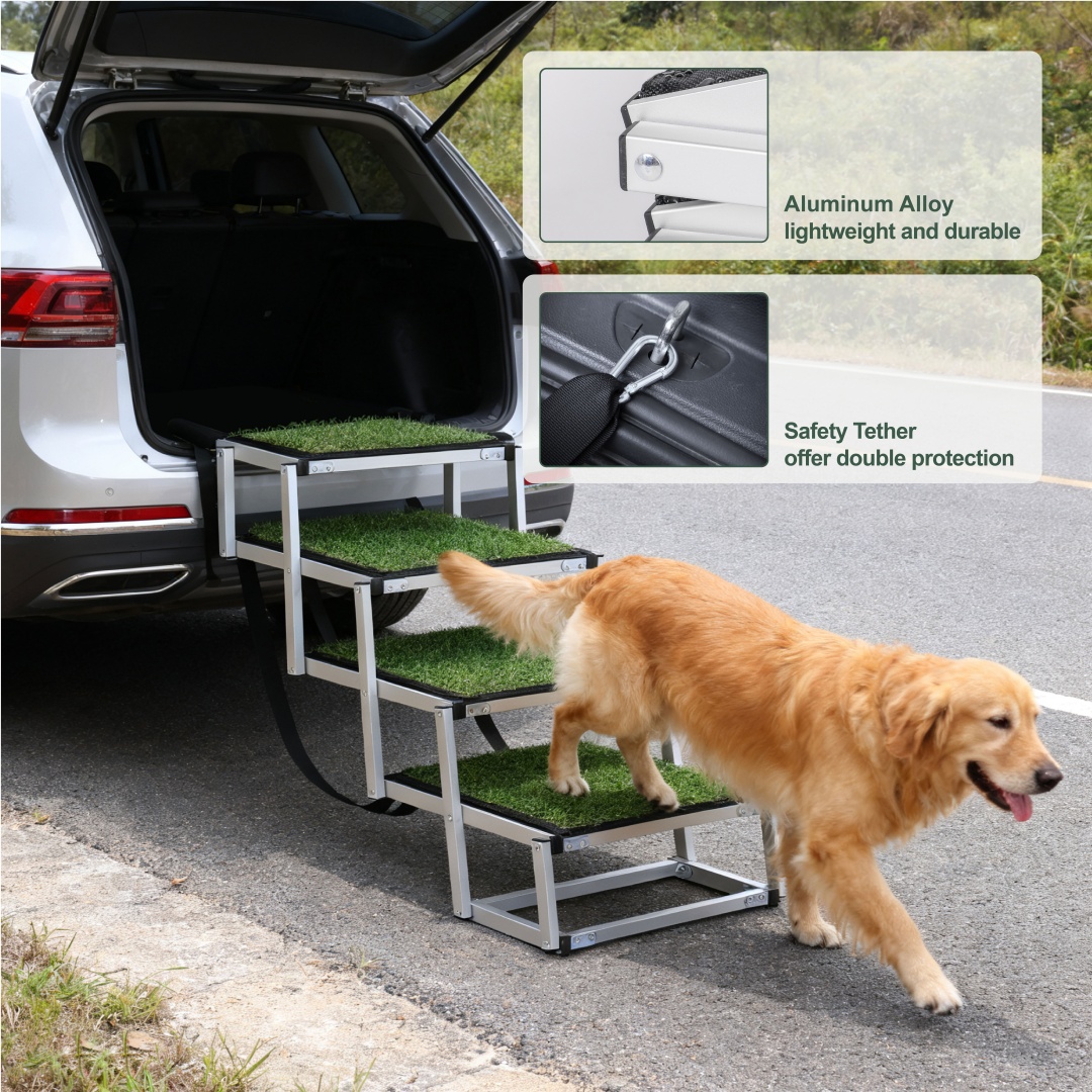 Foldable Dog Ramp For Cars, SUVs, Trucks, Portable Pet Dog Stairs For Large Dogs With Non-Slip Surface Reinforced Design, Lightweight Yet Sturdy Supports Up To 250lbs — imagen 3