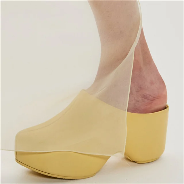 Runway Platform Mules Shoes Women Office Lady Leisure Half Slippers Luxury Designer Thick Bottom Flat Shoes Large — image 11