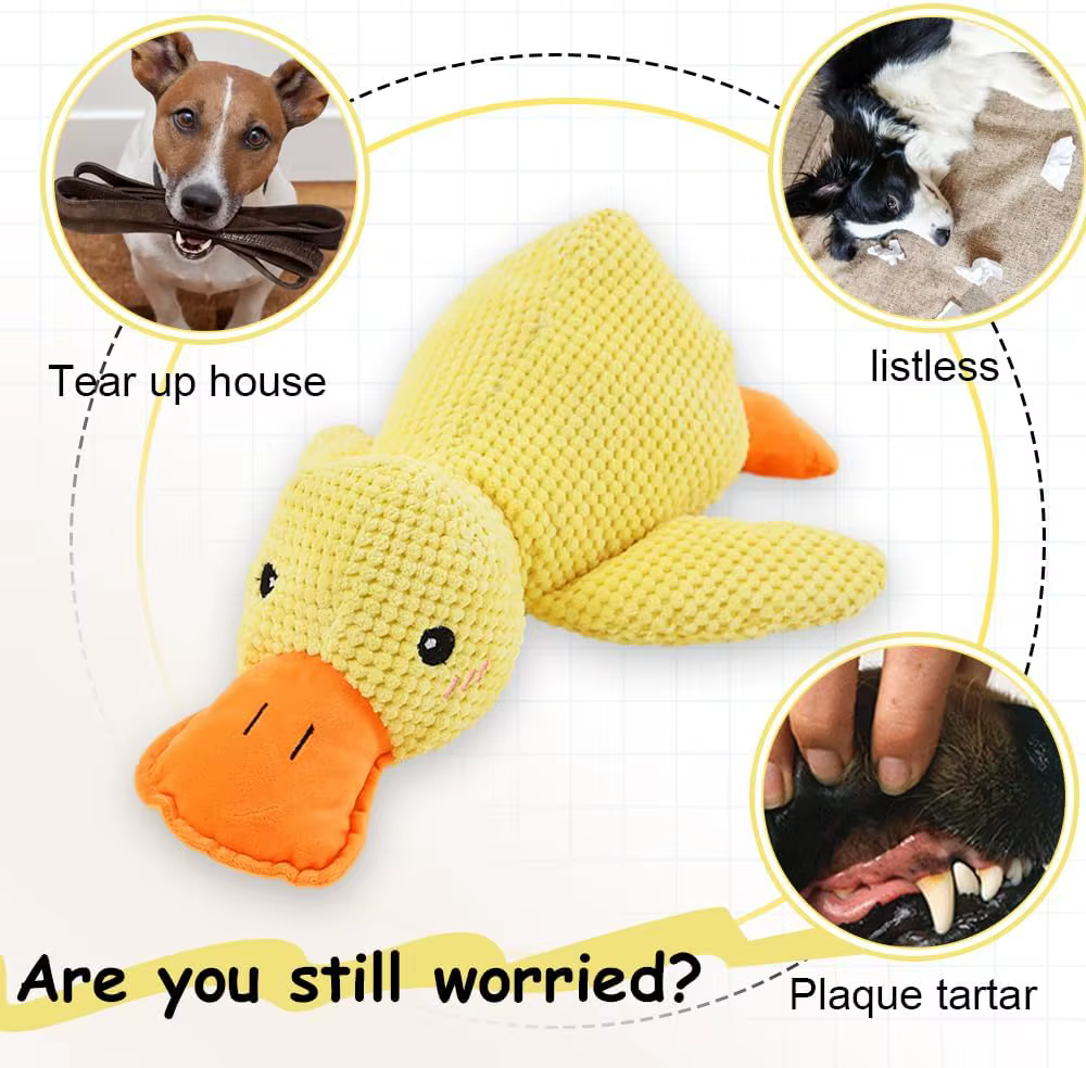 Duck dog toy plush chew resistant durable dog toy with quacking sound teeth grinding relief soft companion for small large dog — image 5