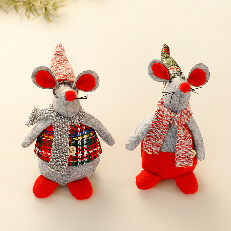 Christmas Mouse Plush Toy, Small Mouse Christmas Decoration Ornament Holiday Figurine for Display — image 2