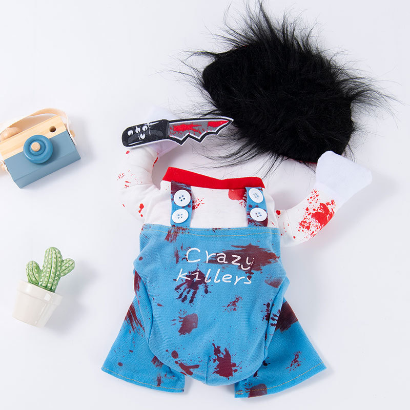 Pet clothes are funny take a knife transform into a pet dog Halloween pet — image 8