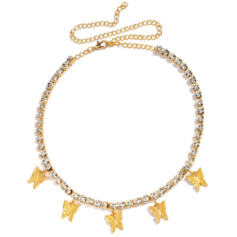 Kasajewel Gold Silver Color Butterfly Pendant Necklace Female Shiny Crystal Clavicle Chain Fashion New Design Jewelry Party Gift — image 8