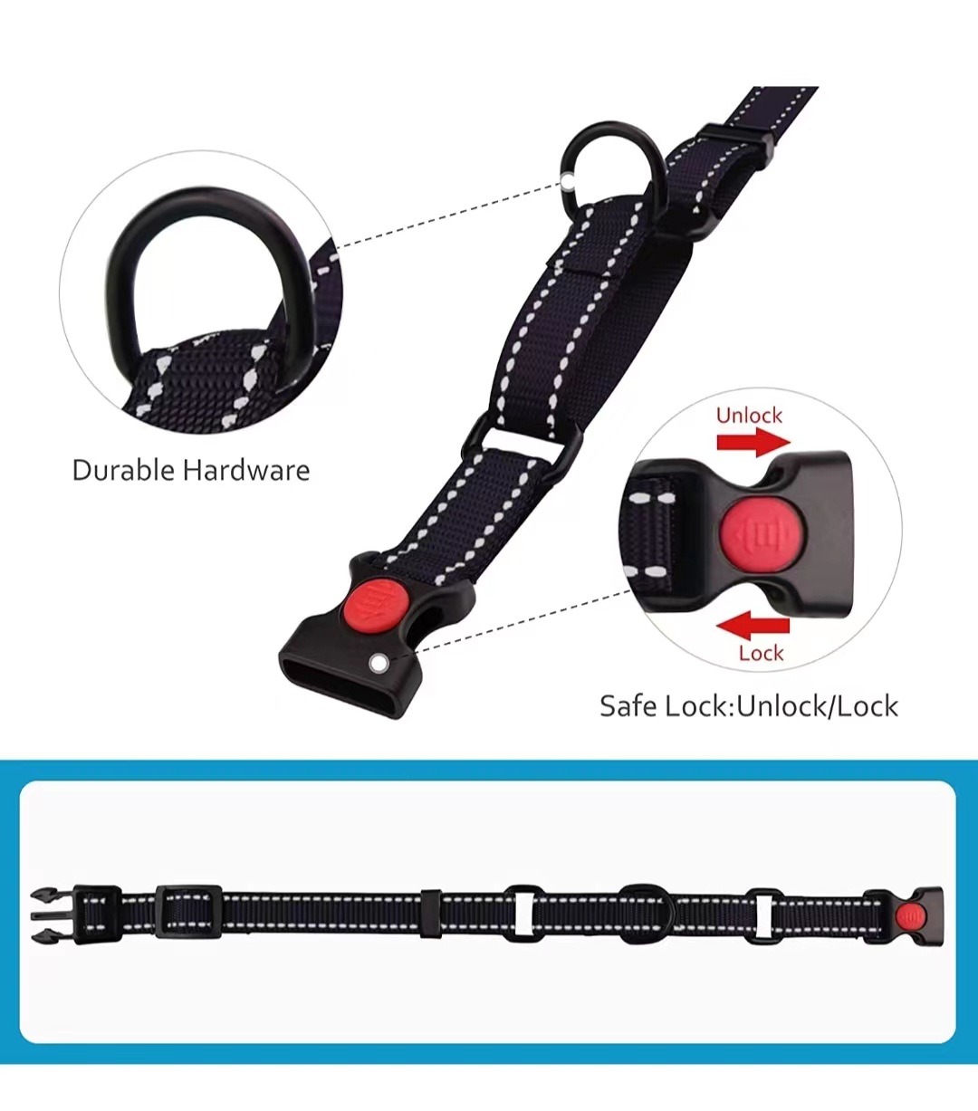 Collar de Perro - Conjunto de Collar y Correa Reflectante con Cuerda de Tensión — imagen 9