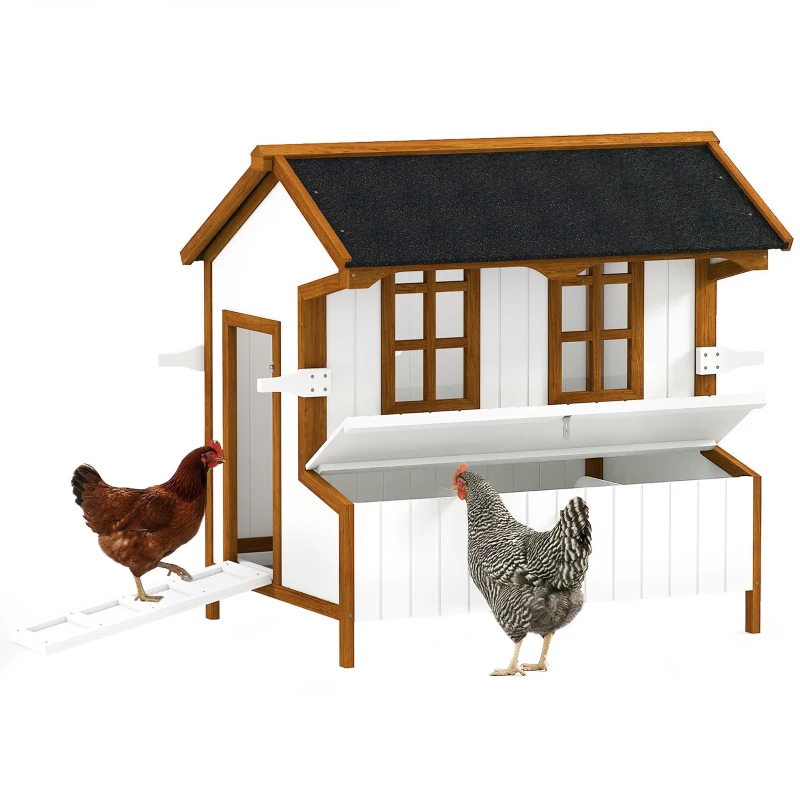 Gallinero de 47", Casa de Madera para Gallinas Elevada, Conejera con Techo Impermeable, Nido y Asas para 3-5 Gallinas, Jaula Portátil para Aves de Corral en el Patio — imagen 1