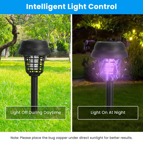 Paquete de 4 Antorchas Matamosquitos Solares para Exterior, Matainsectos Impermeable con Luz UV y Luz Blanca para Jardín, Huerto, Granja y Patio — imagen 10