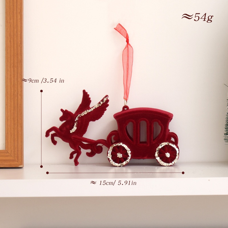 Adorno Navideño de Tela Rojo con Arco y Ciervo para Colgar — imagen 10