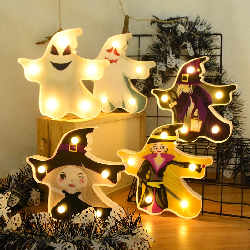 Halloween LED Lights Horror Pumpkin Ghost Bat Spider Night Lights Ornament Halloween Party Props Home Bar Table Lamp Decorations — image 6