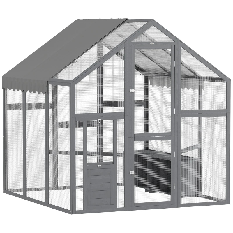 Large Wooden Chicken Run With Waterproof & Anti-UV Cover, For 6-8 Chickens, For Backyard, Farm, 5.5' X 6' X 6'Multiple Packages — imagen 3