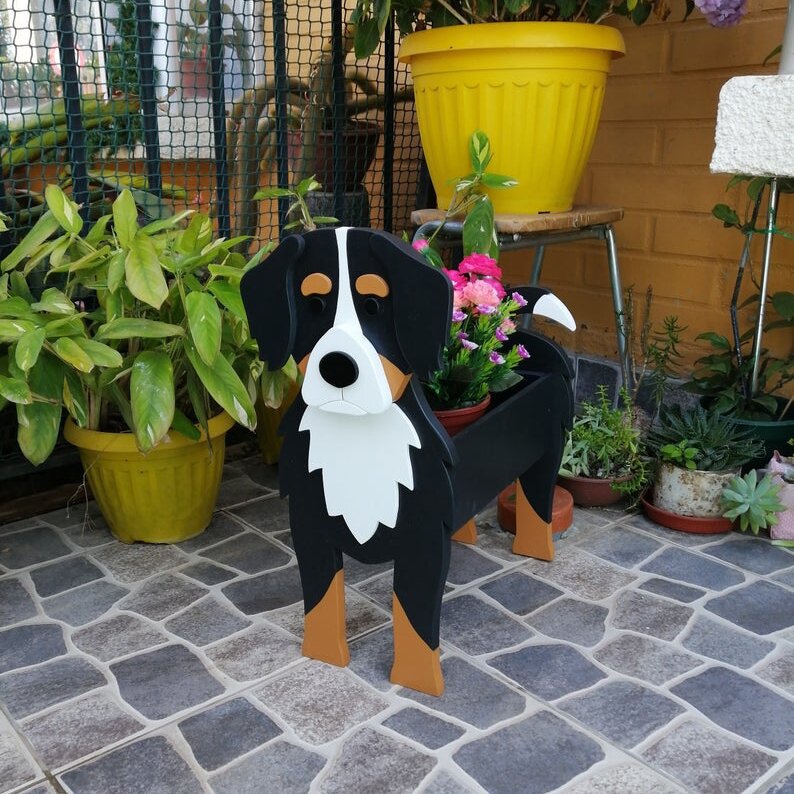 New Supply Garden Art Decoration Dog Flower Pot Planter Cat Stand Flower Pot — image 3