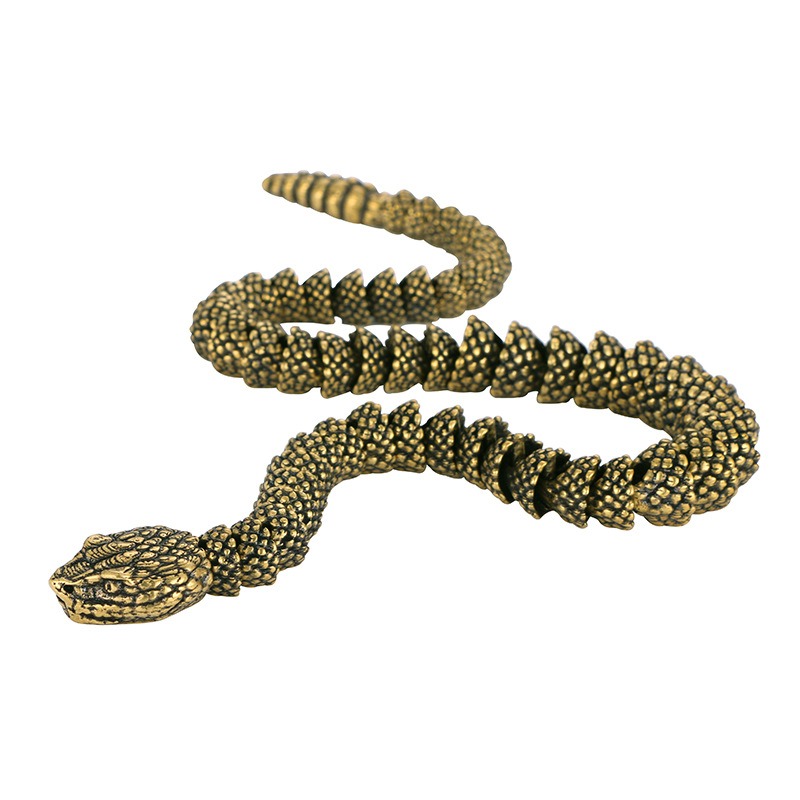 Ornamentos de cobra de cobre estilo antiguo, decoración de serpiente 3D realista para sala de exhibición, artesanía de serpiente de cascabel — imagen 6