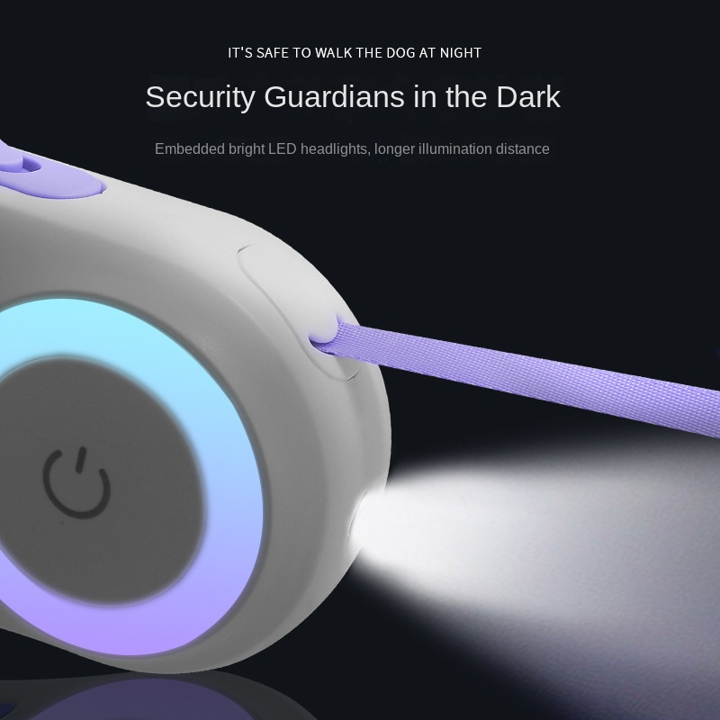 Cuerda de pase para perros con luz LED retraible automático sin agarre para perros suministros para mascotas — imagen 5