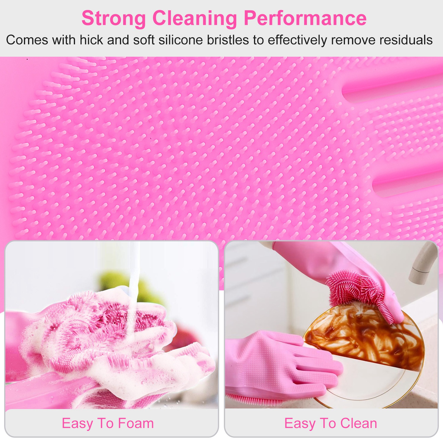 Par de Guantes de Silicona con Cerdas Para Lavar Platos, Esponja de Limpieza, Cepillo Para Mascotas, Guantes Resistentes al Calor — imagen 6