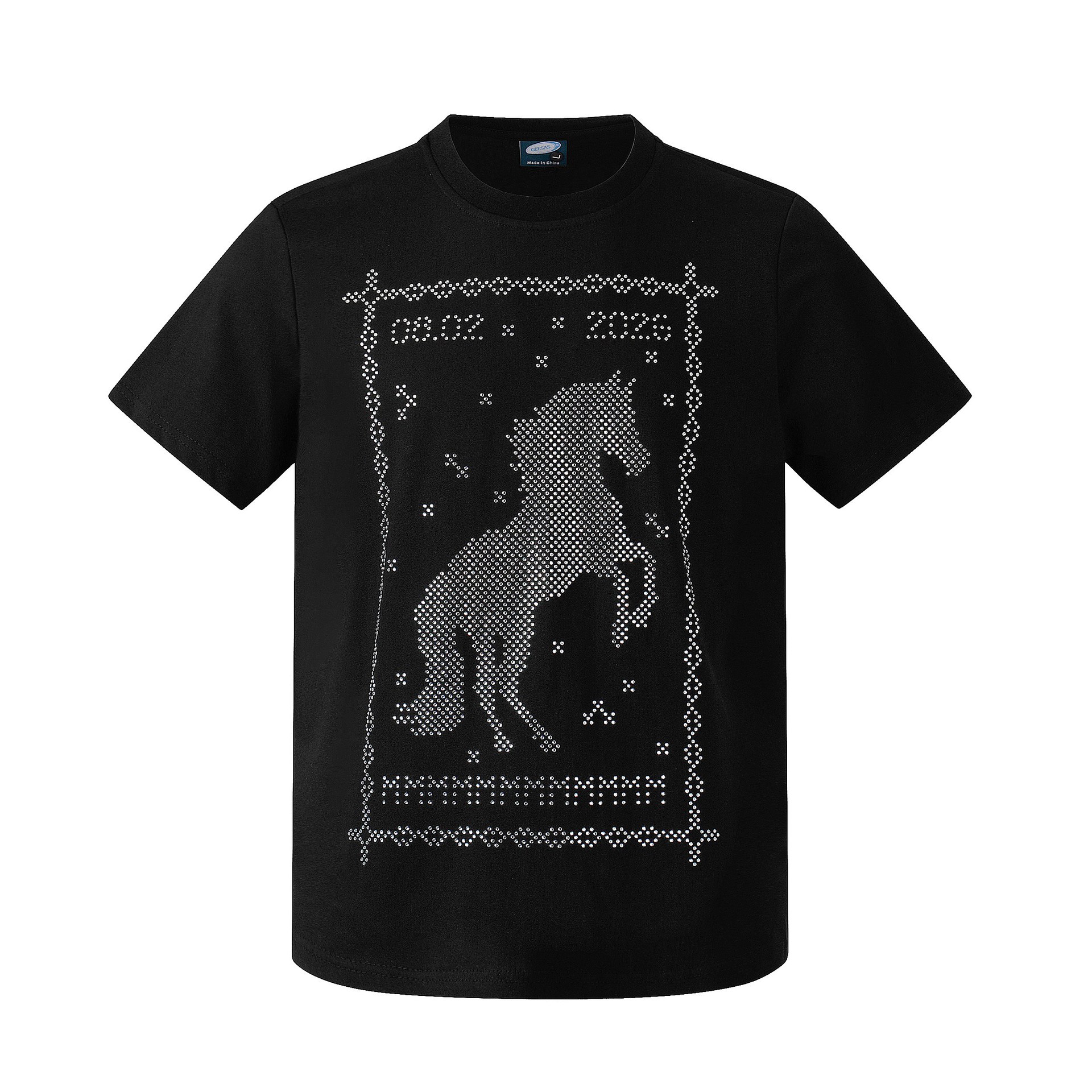 Diamond hot stamping horse print short sleeved shirt — image 5