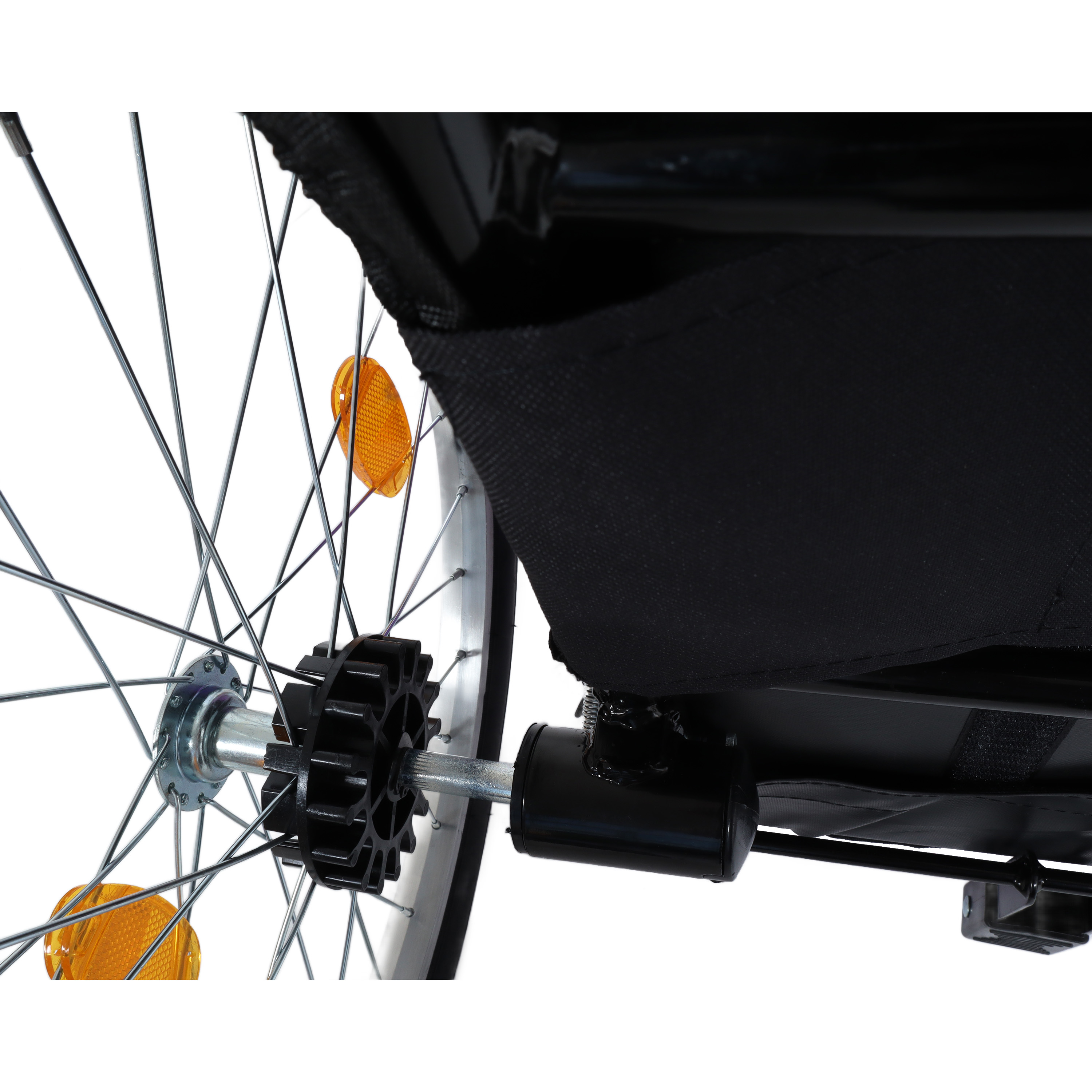 Remolque de Bicicleta y Carrito de Empuje 2 en 1 para Mascotas - Incluye Enganche de Bicicleta Desmontable y Mango de Empuje - Rueda de Liberación Rápida, Correa Interna, Doble Portavasos y Bolsa de Almacenamiento Inferior, Soporta Mascotas de Hasta 100 lbs — imagen 13