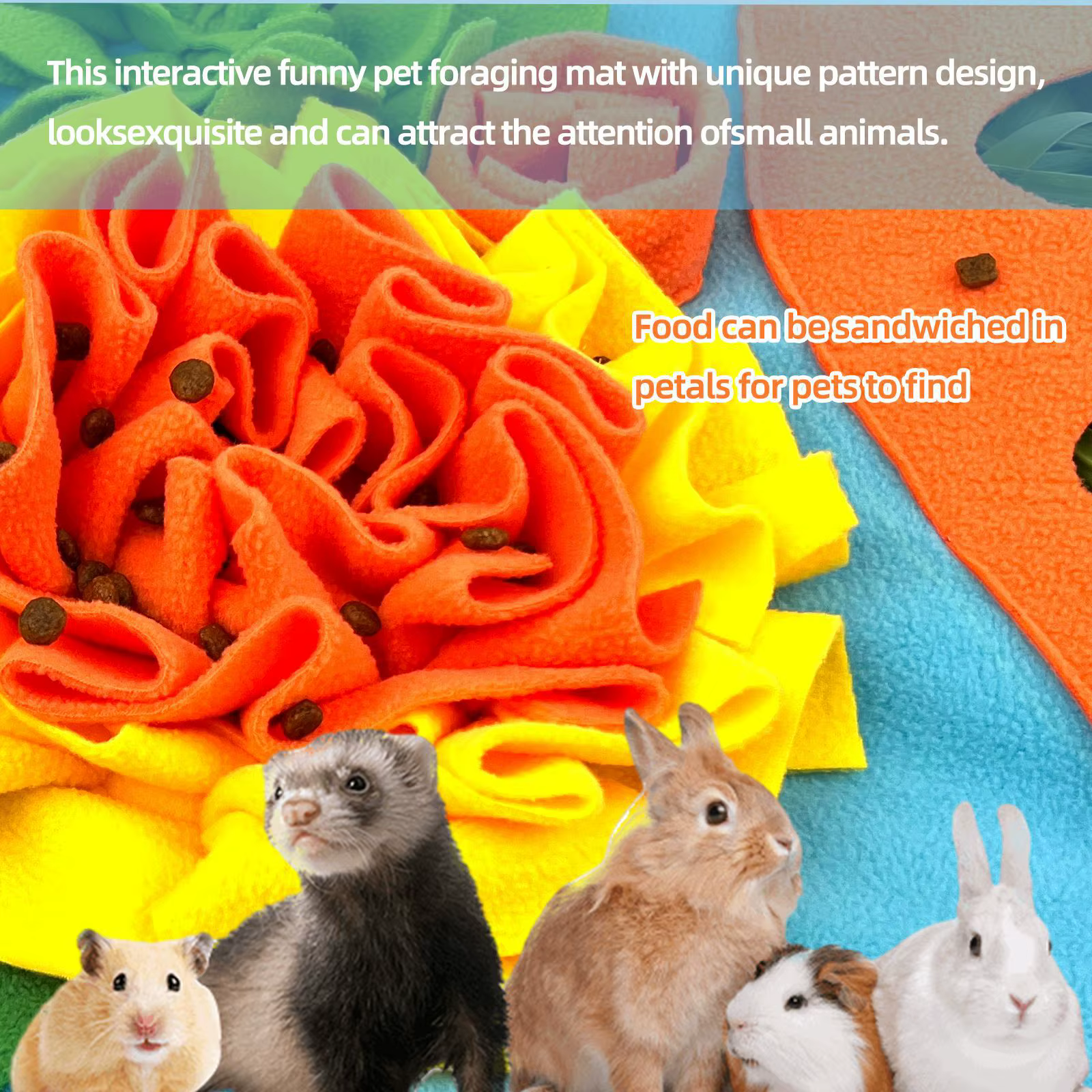 Small Pet Snuffle Mat, Rabbit Foraging Mat, Hamster Scent TrainingBlanket, Slow Feeder for Dogs & Rabbits — image 5