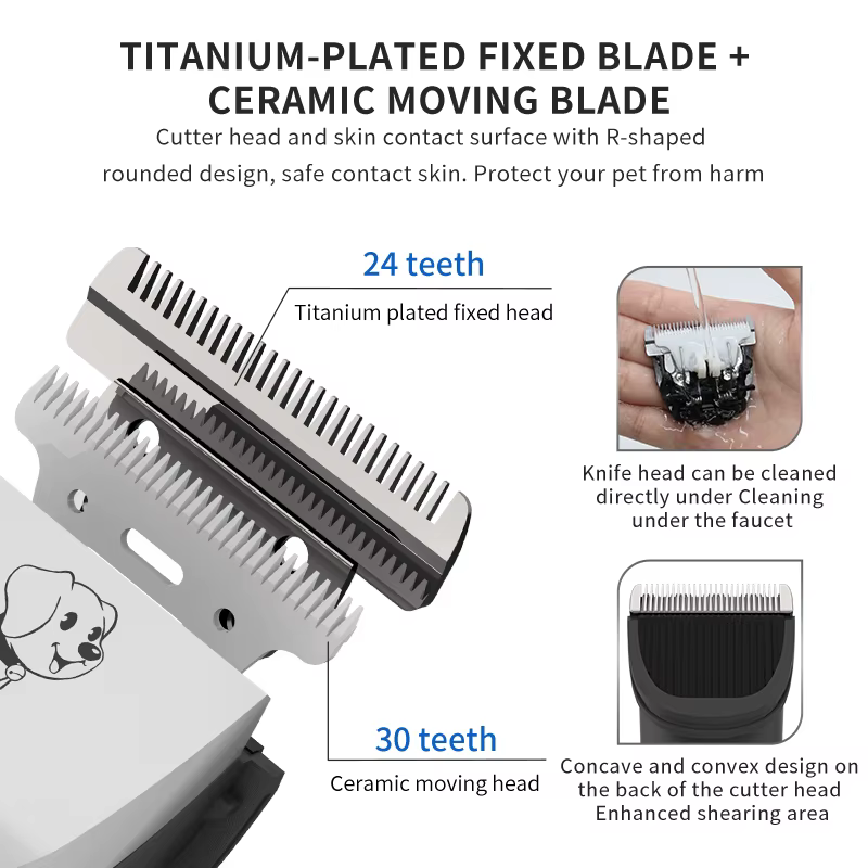 High Power Smart Dog Clippers Grooming Trimmer Pet Haircut Machine for Dogs Grooming Cutter Rechargeable Detachable Blade — image 3