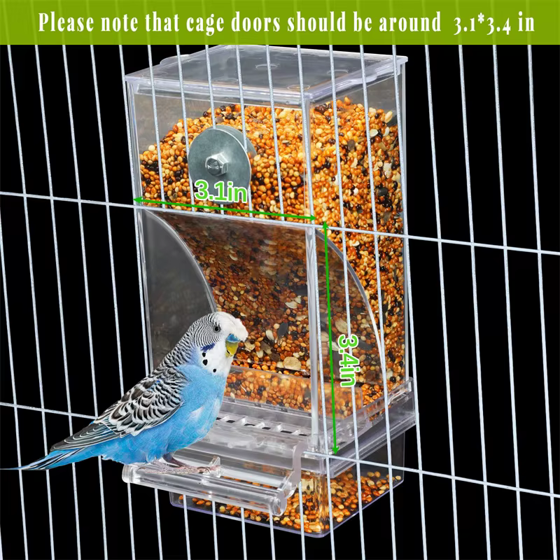 No Mess Bird Feeders Automatic Parrot Feeder Drinker Acrylic Seed Food Container Cage Accessories For Small And Medium Parakeets — image 2