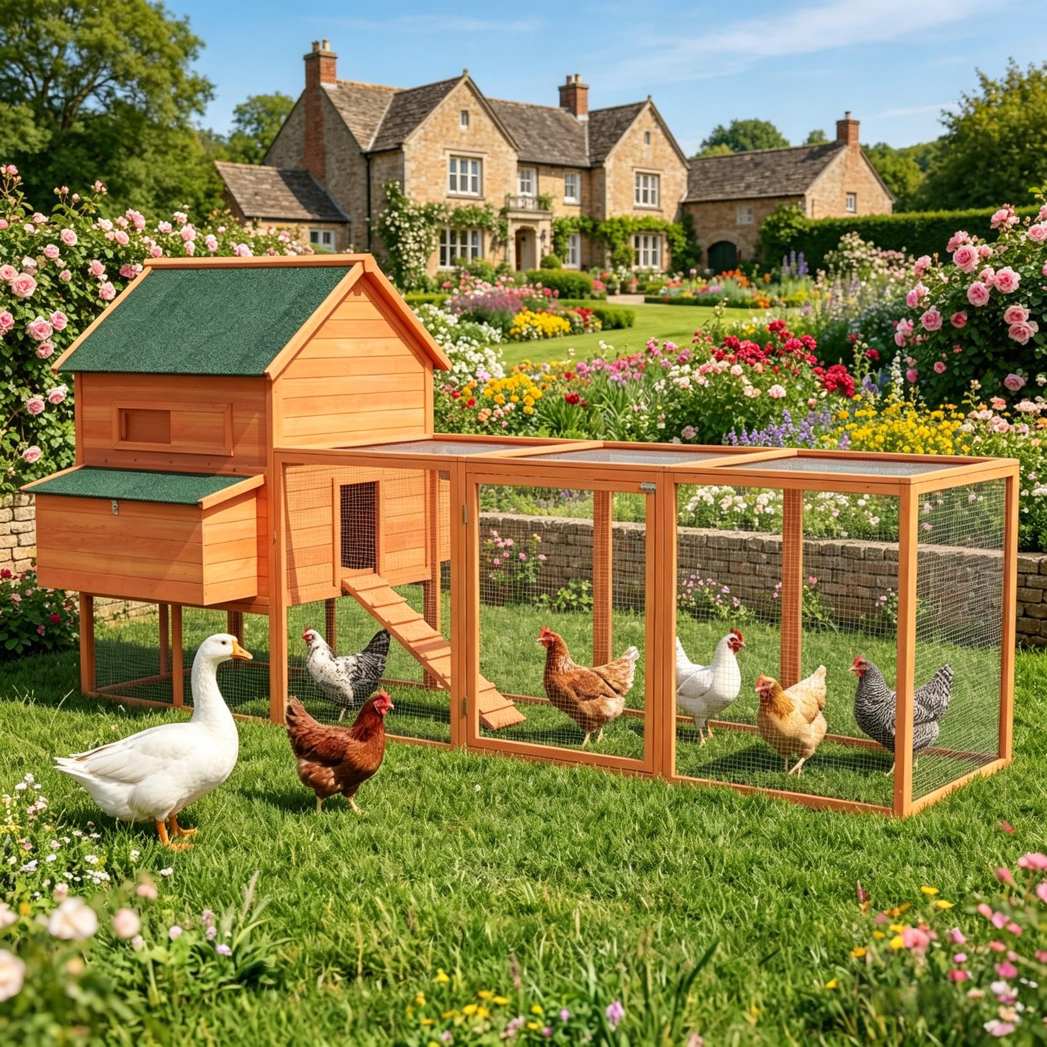 Spacious Goose House, Duck Coop, Wooden Chicken Coop, Pet House with Two Sliding Windows — image 2