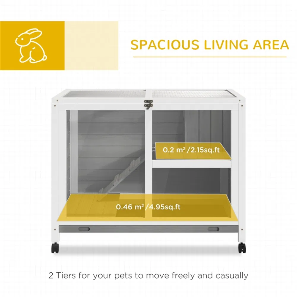 Pet cage /Wood Rabbit Hutch-Gray — imagen 3