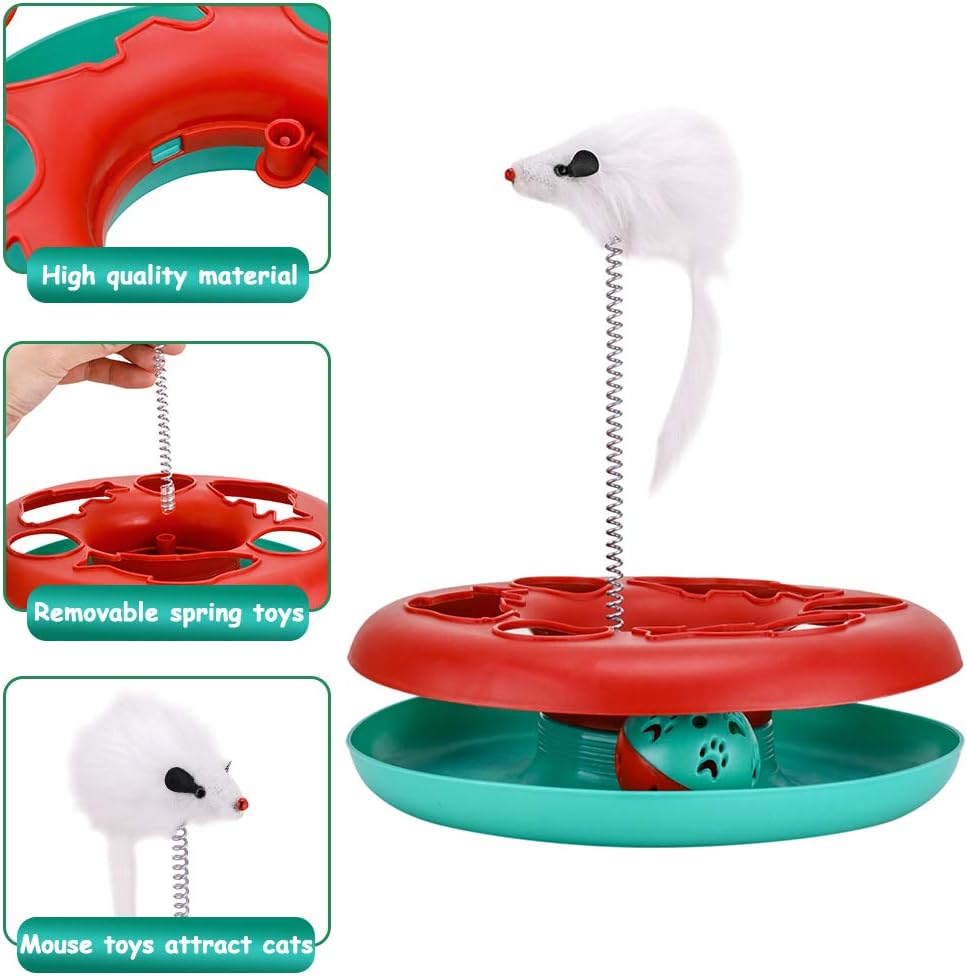 Cat Toys Cat Toys For Indoor Cats Interactive Kitten Toys Roller Tracks With Catnip Spring Pet Toy With Exercise Balls Teaser Mouse — image 2