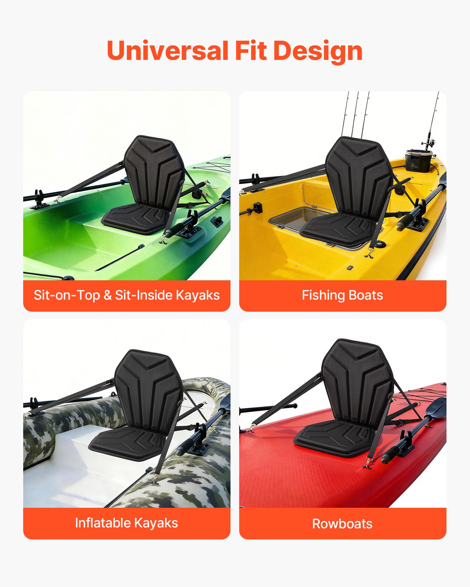Kayak Seat, 1 Pack 1" Thick, Universal Paddle Board Seat With Back Support, Hexagonal Sit-on-Top Soft Padded Cushion With Storage Bag & Adjustable Straps For SUP, Fishing Boat, Inflatable Kayak — imagen 4