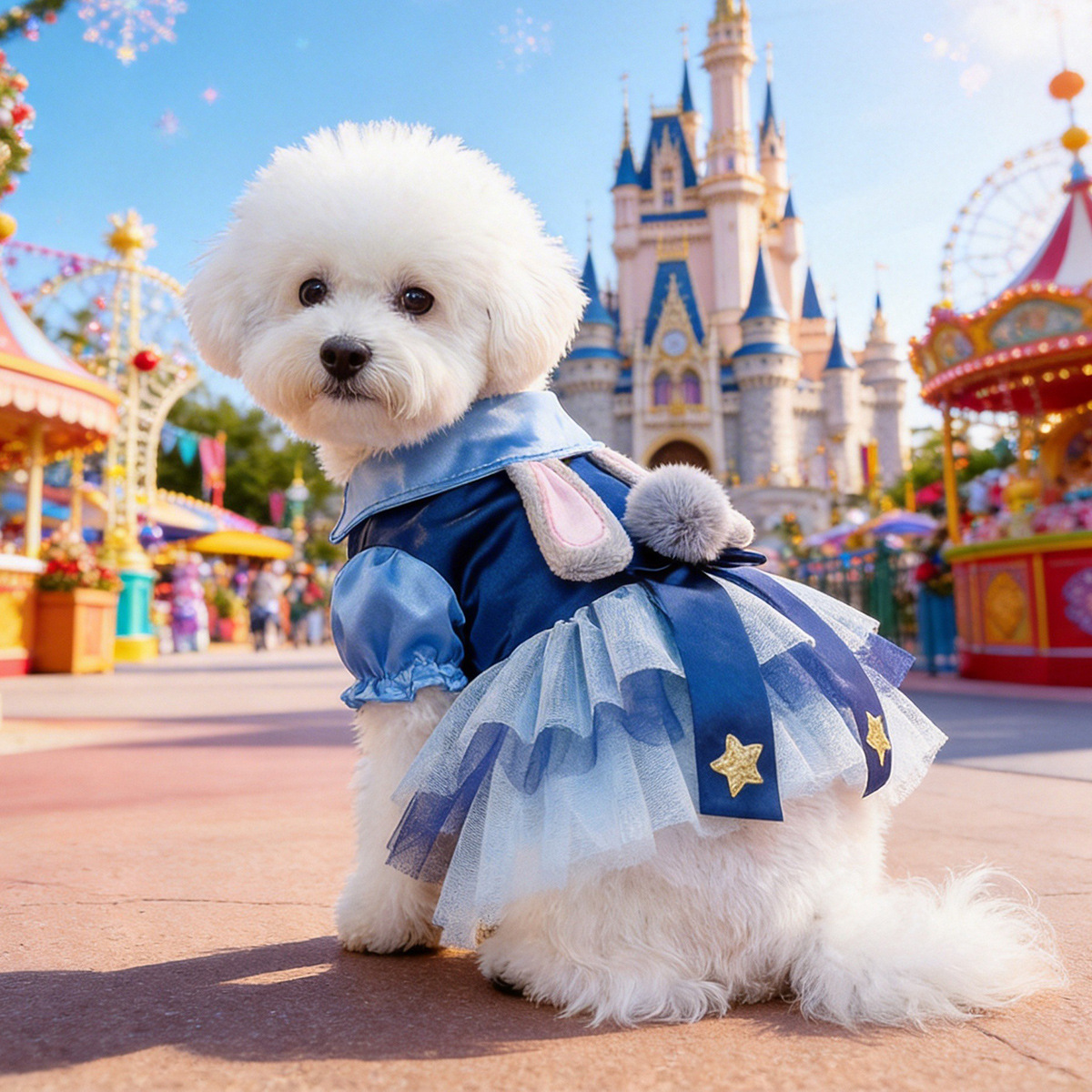 Pet Clothes Dog Clothes Cute Cat Clothing Spring Summer New Style Cute Rabbit Officer Puffy Tulle Dress Teddy — image 5