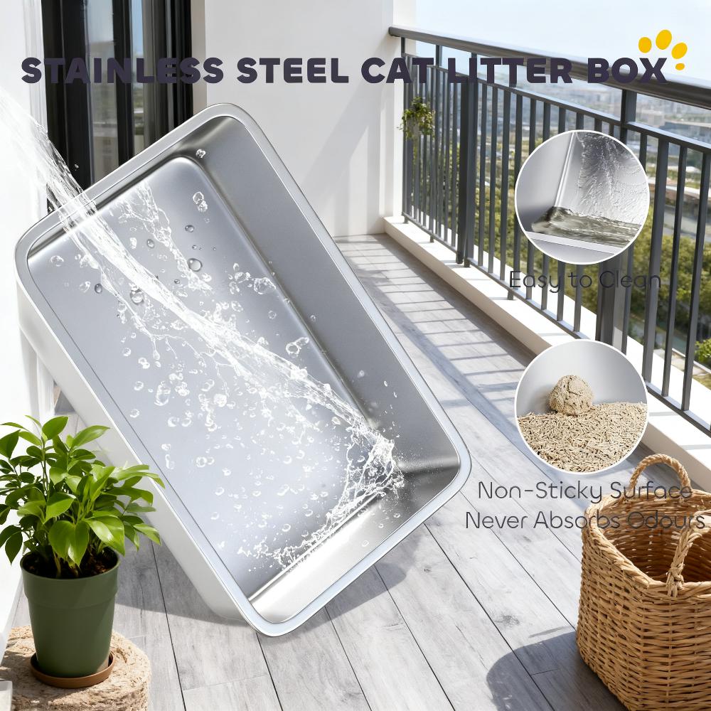Cat Litter Box, Stainless Steel Litter Scoop — imagen 4