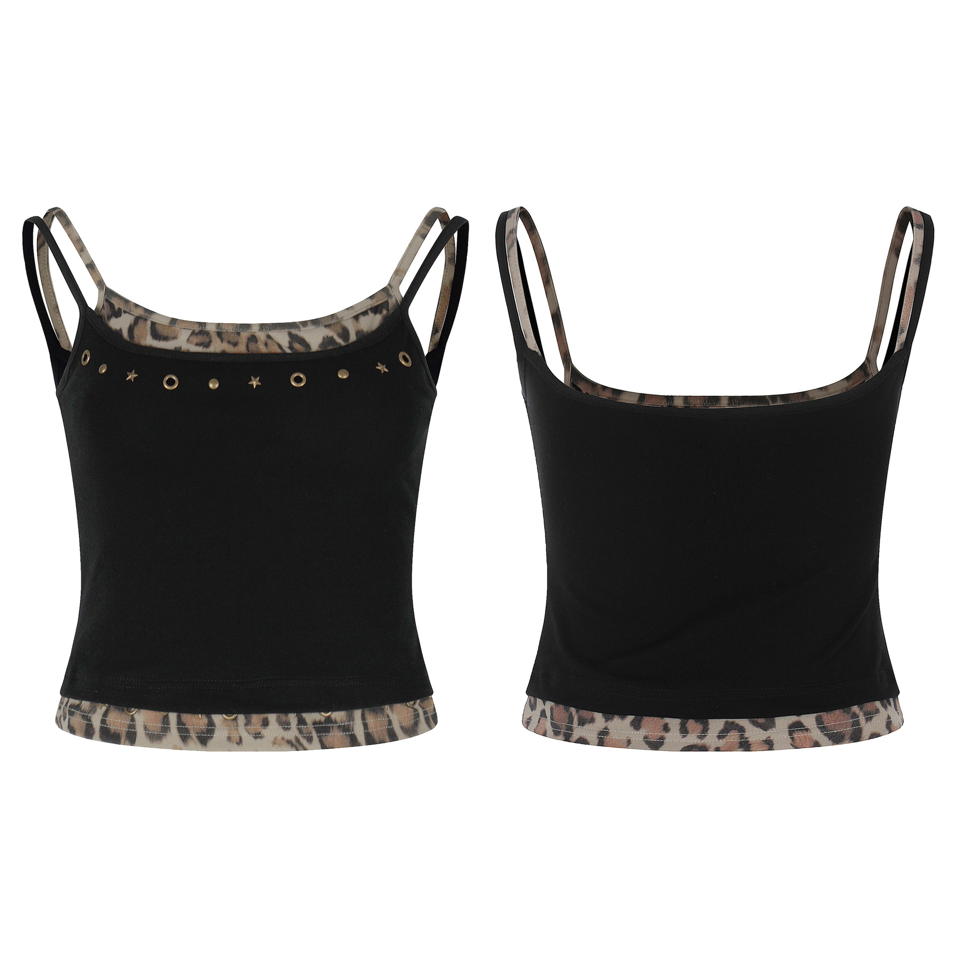 Leopard Print Faux Two-Piece Halter Top for Women Slim Fit and Bodycon Casual Blouse — image 6