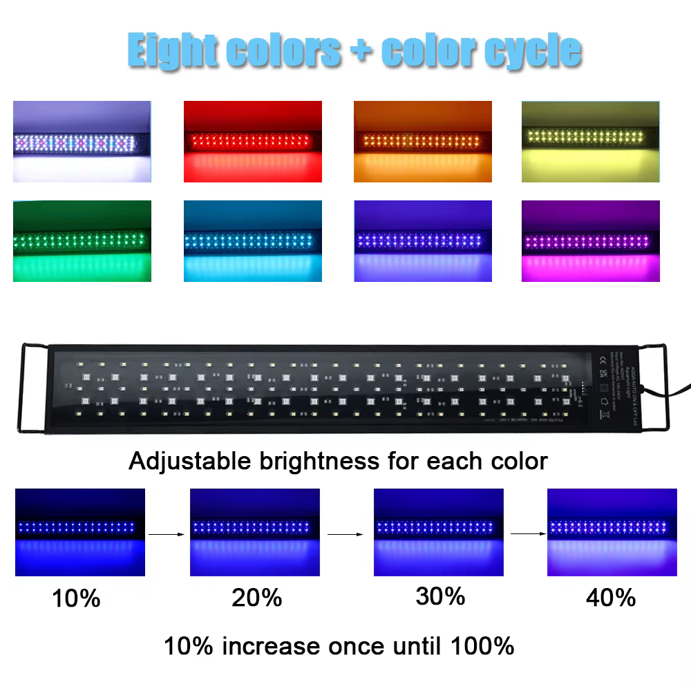 Luz LED de Espectro Completo 24/7 para Acuario de 30-60cm, Lámpara de Crecimiento para Plantas Acuáticas, Decoración de Pecera, IP68 Impermeable, 100V-240V — imagen 2