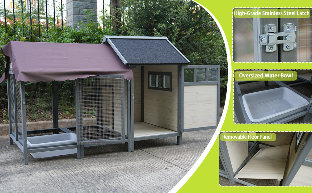 Large Outdoor Chicken Coops, Wooden Chicken Coops With Brooding Boxes, Bird Cages, Can Accommodate 3 To 5 Chickens Rabbit Cages - Black Waterproof And Sun-protective Felt Roofs Dark Gray Beige — image 3