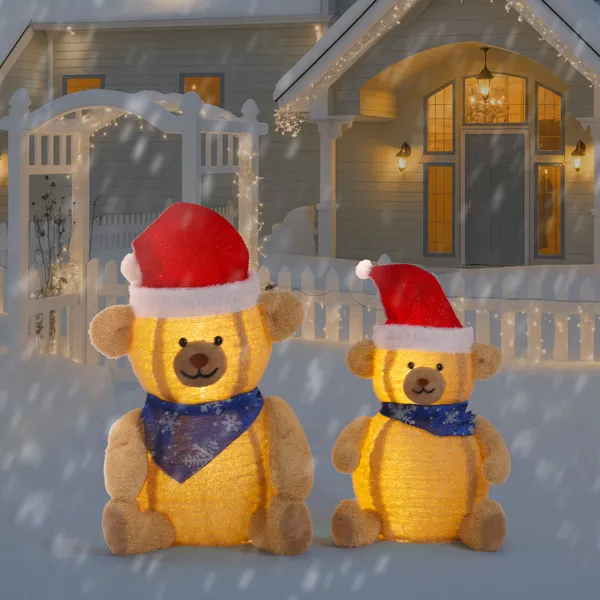 Set Of 2 Lighted Plush Bear Christmas Decorations, Pre-lit Pull Up Holiday Decor With 60 Warm White LED Lights For Xmas Outdoor Indoor Decor Lighted Holiday Displays — imagen 13