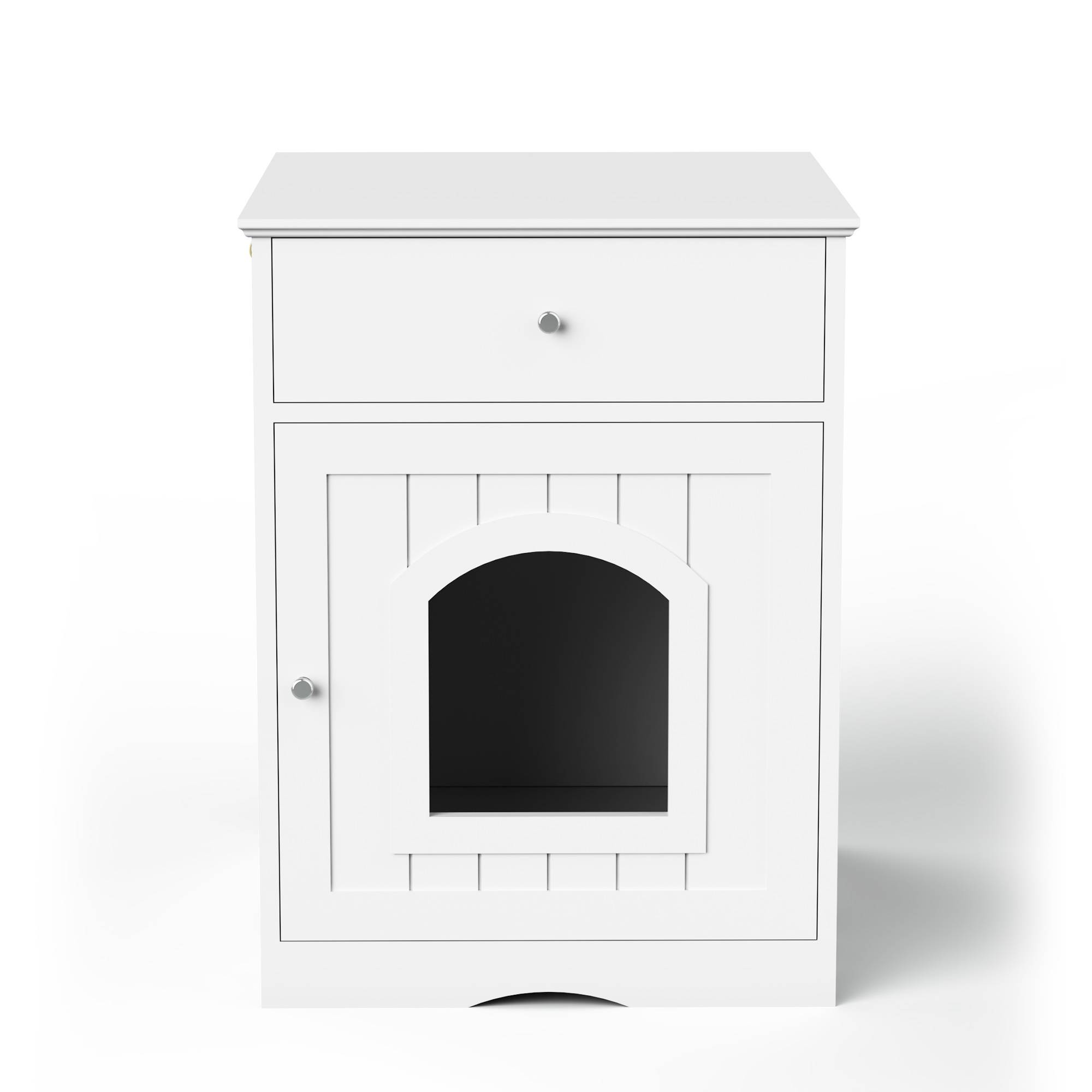 Wooden Pet House Cat Litter Box Enclosure With Drawer Side Table Cat Home Nightstand — image 9