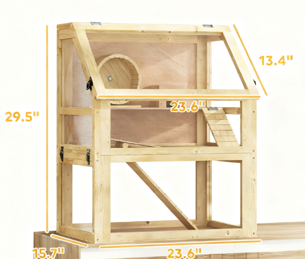 Jaula de Madera para Hámster de 3 Niveles — imagen 2