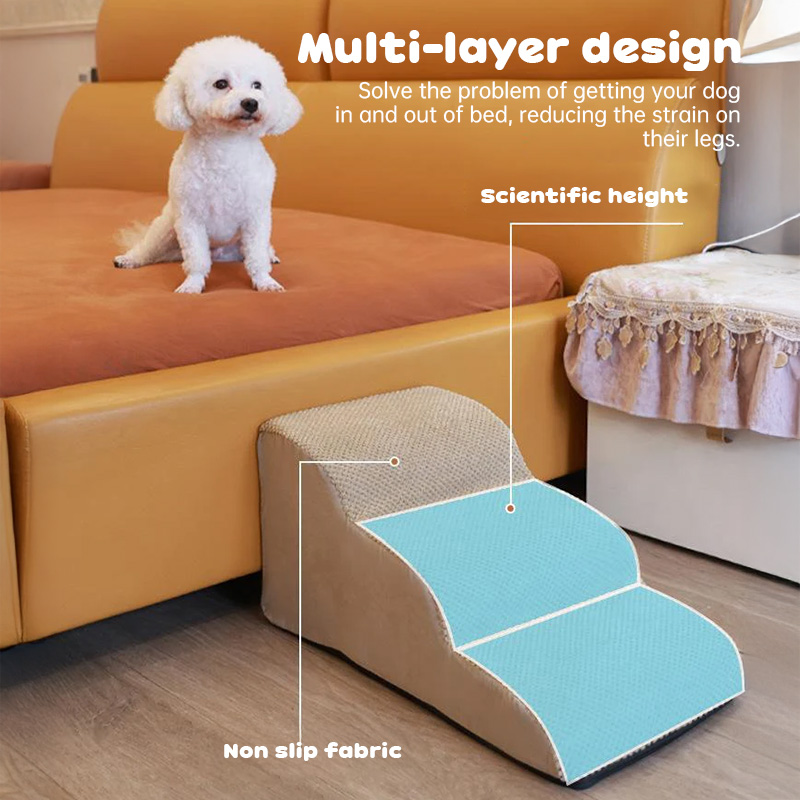 Escalera/Rampa para Mascotas de 2/3/4 Escalones: Espuma Viscoelástica Antideslizante y Lavable, Desmontable, Multiusos para Perros y Gatos — imagen 15