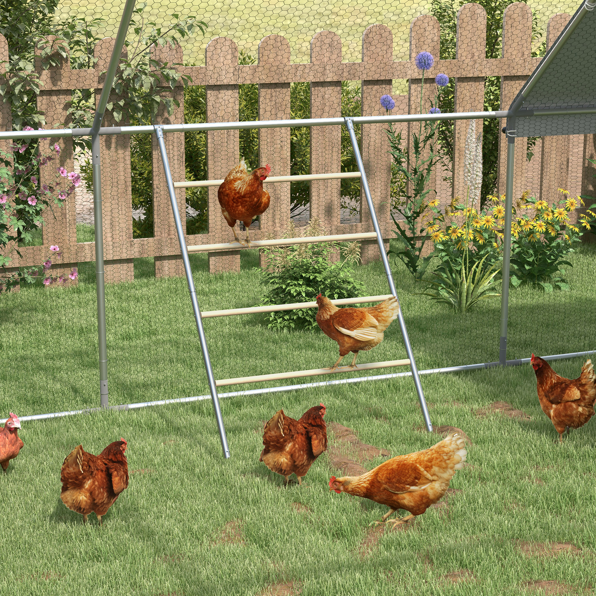 Palo de Descanso para Gallinas, Escalera de Percha de Jungle Gym, 55" x 33.75" — imagen 4