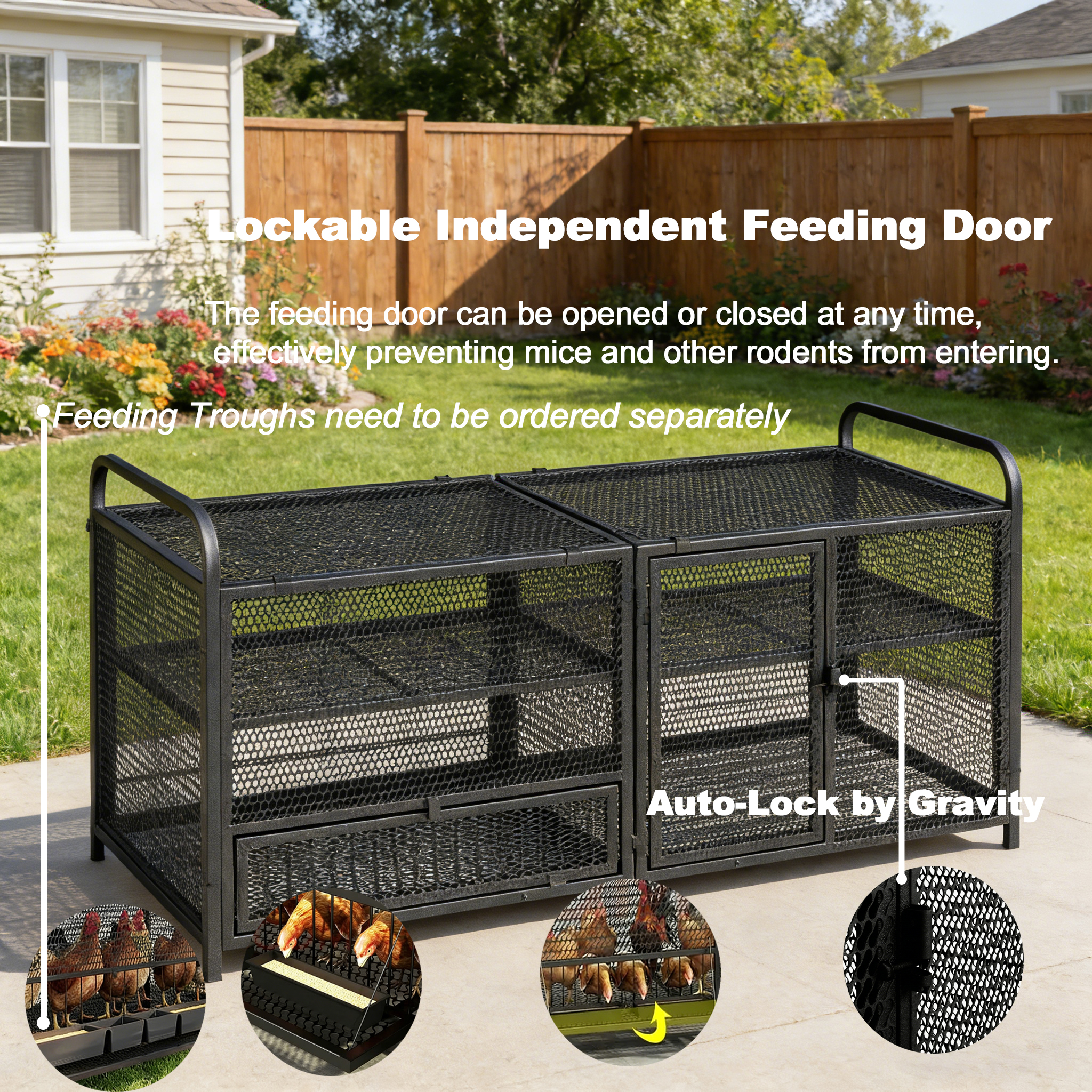 Caja de Pollos Metálica para Reproducción de 63 Pulgadas, Coop Duradera para Gallinas con Espacio Amplio, Cuna para Pájaros y Conejillos — imagen 4