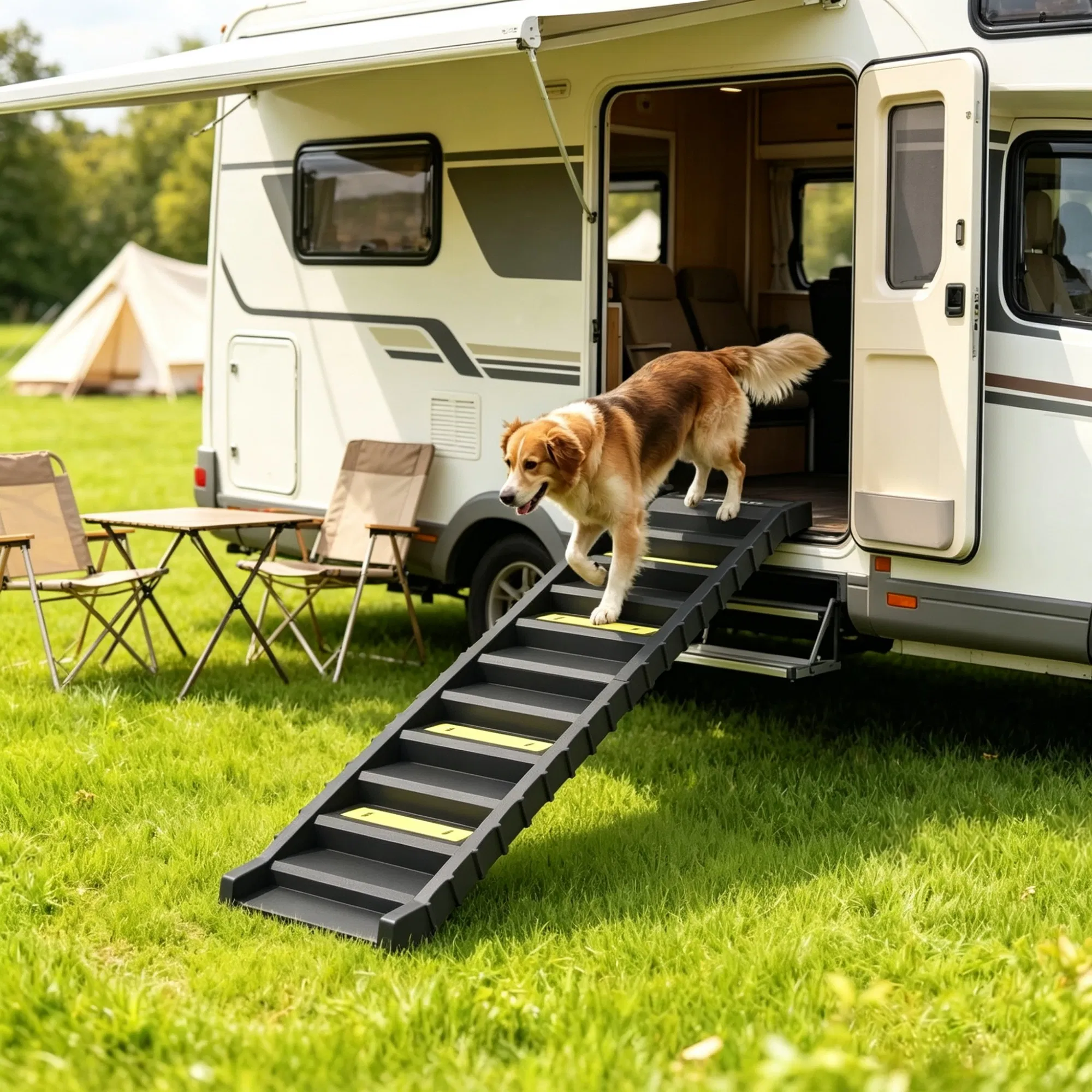 Black Folding Pet Car Ramp Foldable Dog Ramp for Large Medium Small Dogs — image 2
