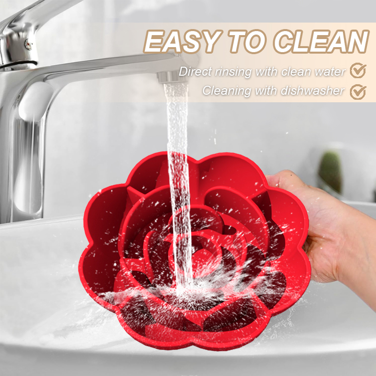 New Portable Dog Bowl Pet Feeder Licking Silicone Dog Bowl Slow Feeder Flower — image 1