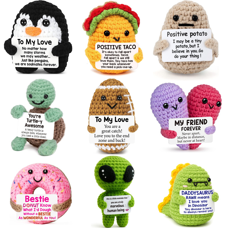 Handmade Knitted Doll Penguin Potato Turtle Dinosaur Donut Cartoon — image 2