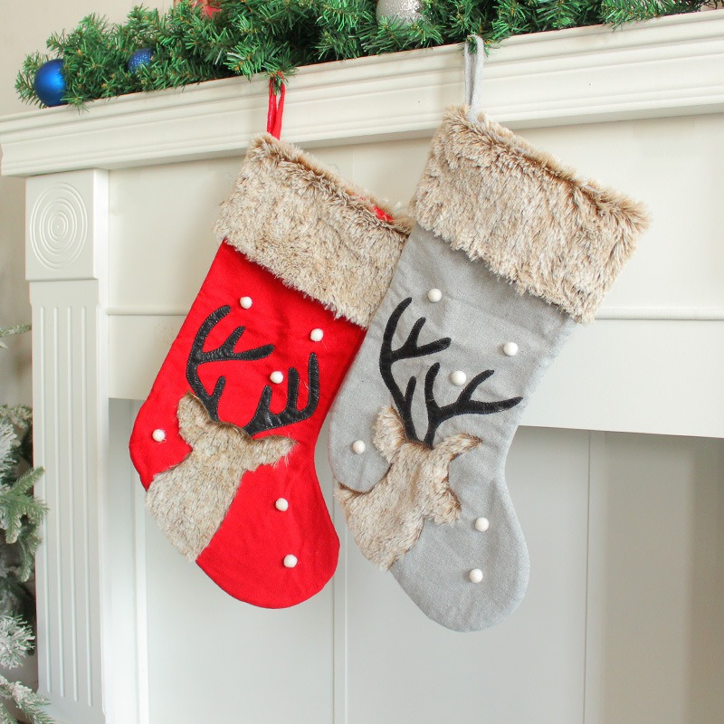 Christmas Decorations Cute Red Deer Head Socks Plush Candy Socks Christmas Supplies Gift Bag — image 6