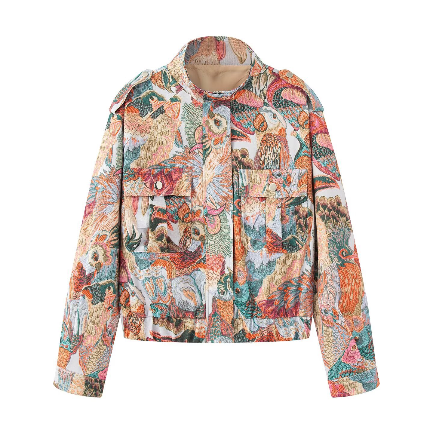 Simple and versatile peacock print jacket — image 1