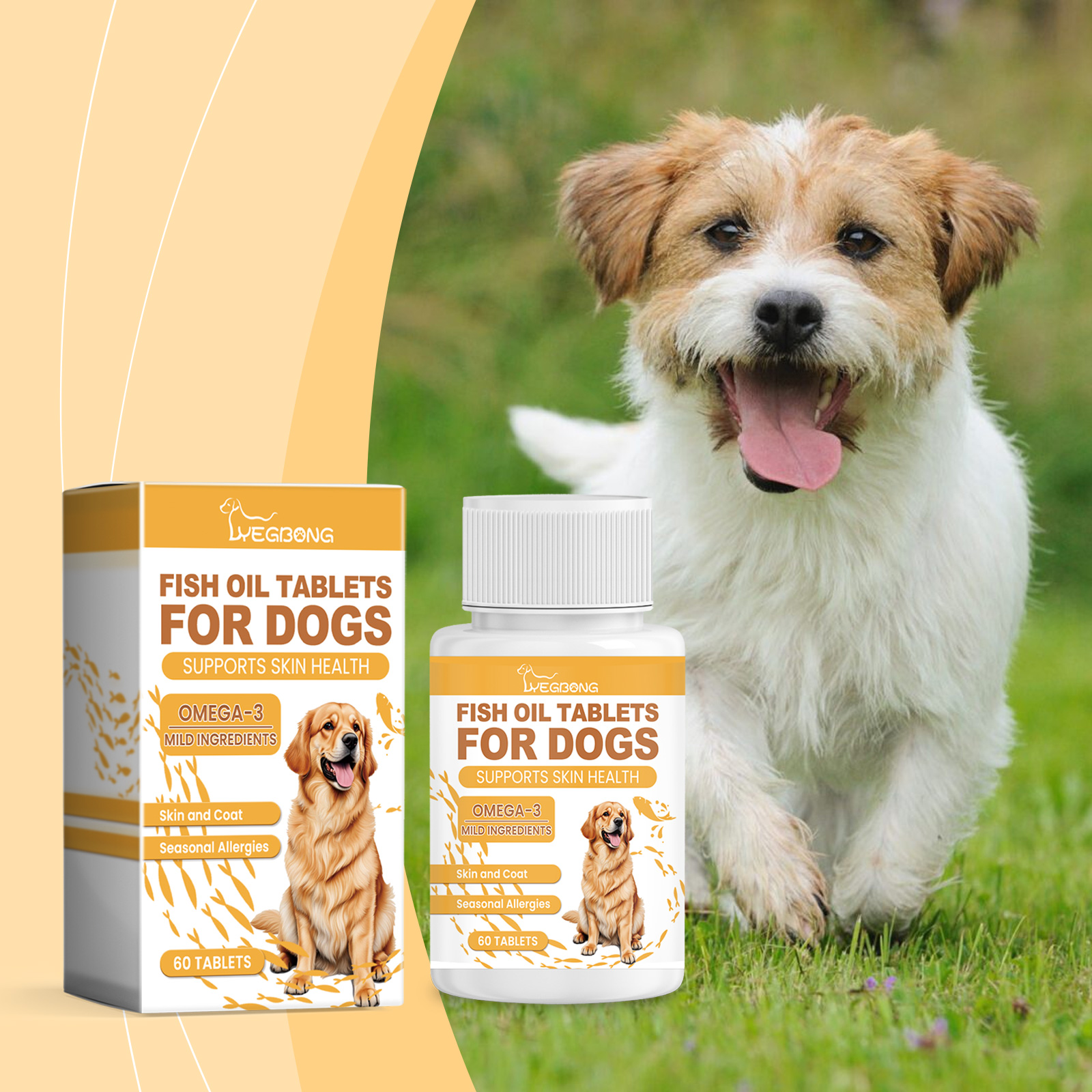 Tabletas de Aceite de Pescado para Perros, Suplemento Omega-3 para Pieles y Cachos, Alivio de Picazón e Alergias Estacionales, 60 Tablets — imagen 8