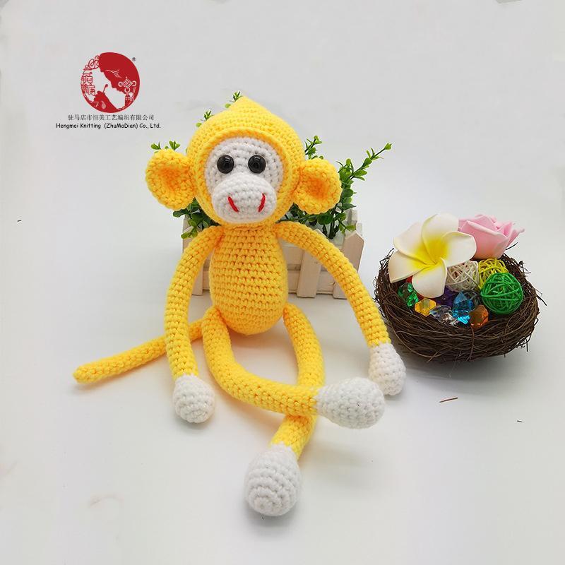 Creative Spider Monkey Plush Toy - Handmade Crochet Knitted Yarn Doll — image 3
