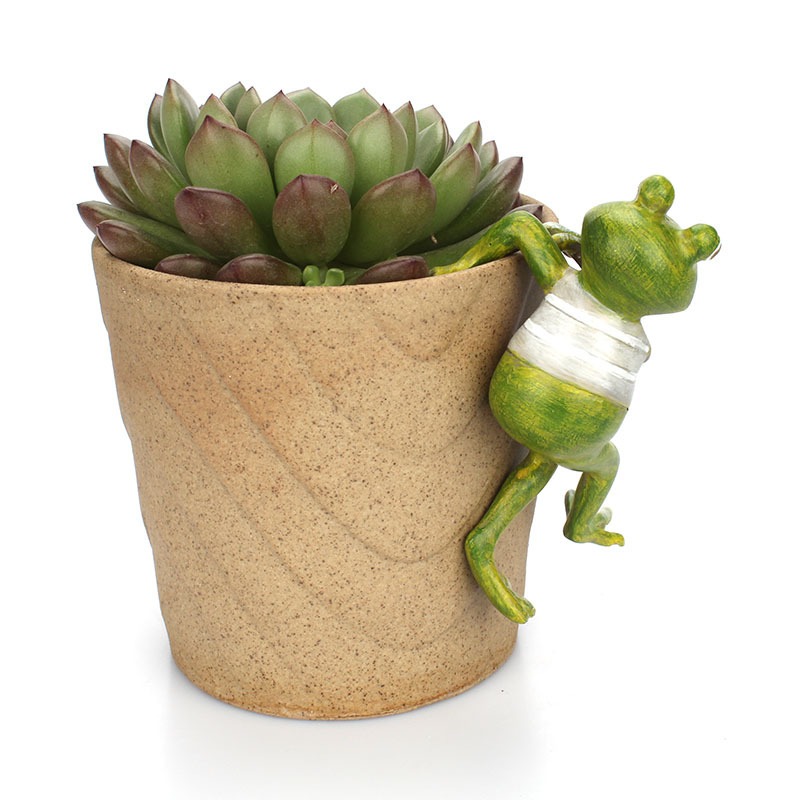 Cute climbing frog potted resin pendant — image 5
