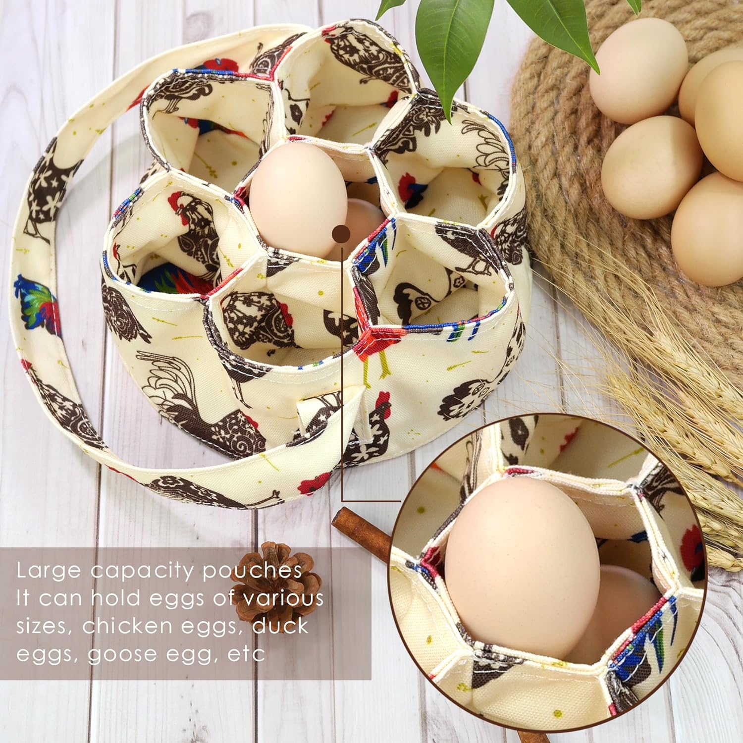 Egg Collection Basket Egg Collection Basket 7 Bags Chicken Mother Chicken Duck Goose Egg Housewife Farm Garden — image 5