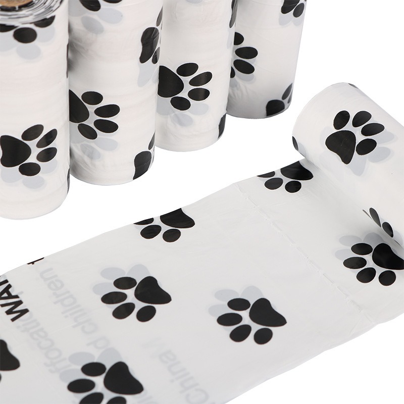 White Footprint Dog Poop Collection Bag D2W Photo Oxygen Degradation Pet Garbage Bag Pet Supplies — image 5