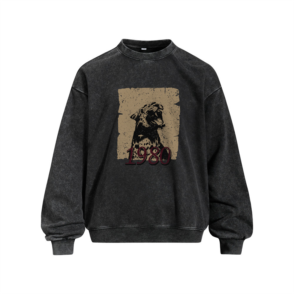 Cheetah printed fried flower used round neck hoodie — image 7