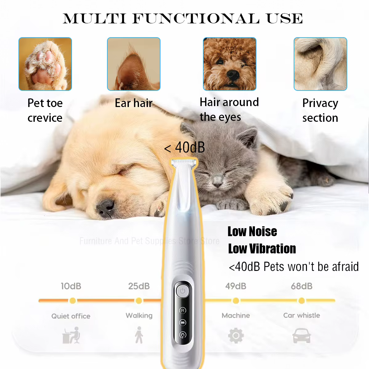 New Dog Paw Trimmer with LED Light Fully Waterproof Pet Hair Trimmer with LED Display Dog Clippers for Grooming 18mm Widen Blade — image 4